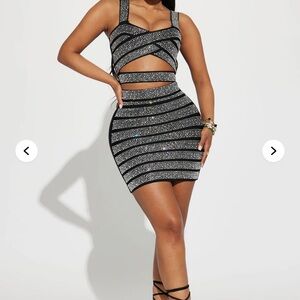 ✨ Black & Silver Sparkle Cut-Out Mini Dress – Night Out | Clubwear | Party